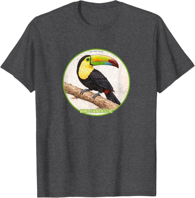 Retro Keel-Billed Toucan T-Shirt Design 10 Colors by Bird Fantastic | Birding Graphic Tee