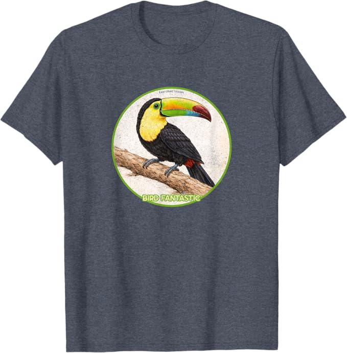 Retro Keel-Billed Toucan T-Shirt Design 10 Colors by Bird Fantastic | Birding Graphic Tee