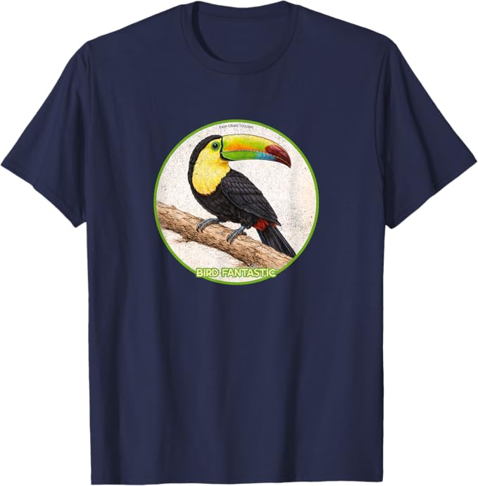 Retro Keel-Billed Toucan T-Shirt Design 10 Colors by Bird Fantastic | Birding Graphic Tee