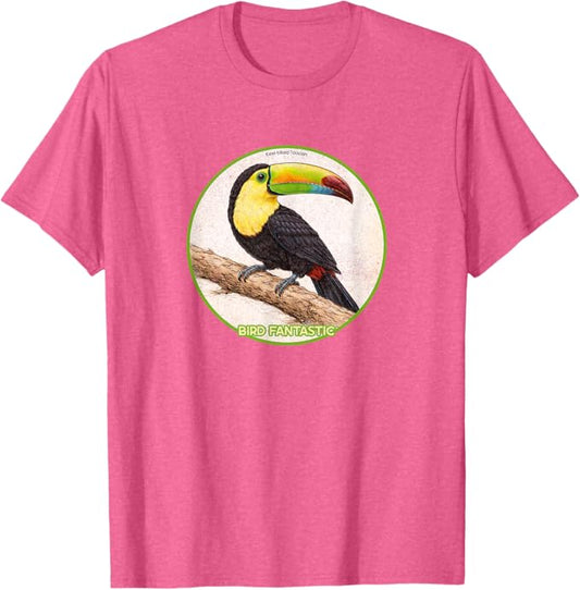 Retro Keel-Billed Toucan T-Shirt Design 10 Colors by Bird Fantastic | Birding Graphic Tee