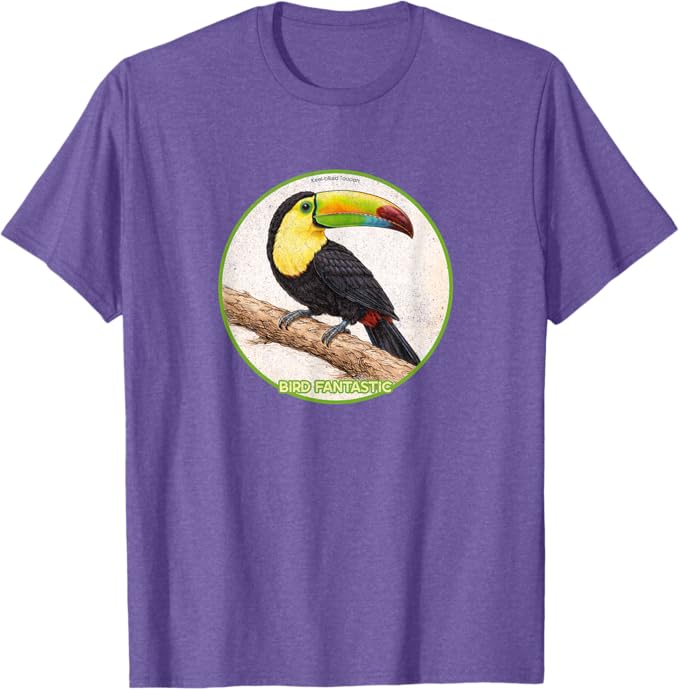 Retro Keel-Billed Toucan T-Shirt Design 10 Colors by Bird Fantastic | Birding Graphic Tee