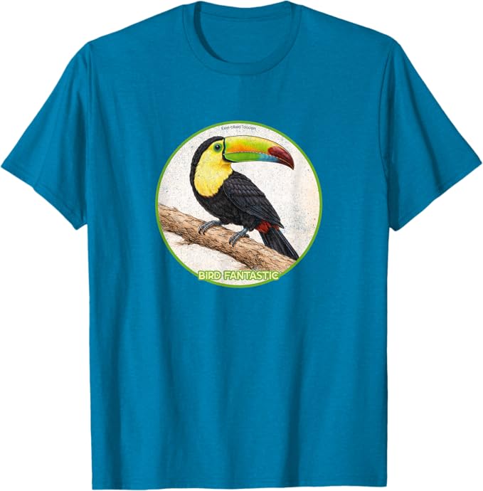 Retro Keel-Billed Toucan T-Shirt Design 10 Colors by Bird Fantastic | Birding Graphic Tee