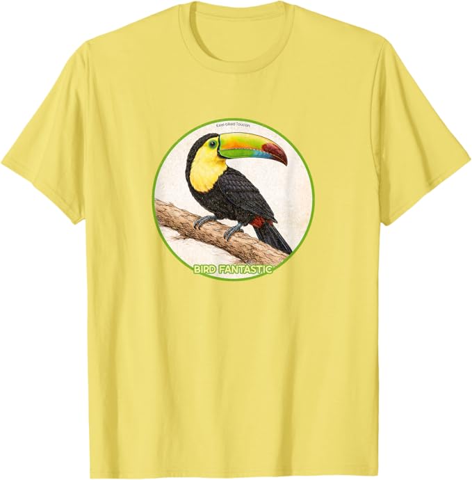 Retro Keel-Billed Toucan T-Shirt Design 10 Colors by Bird Fantastic | Birding Graphic Tee