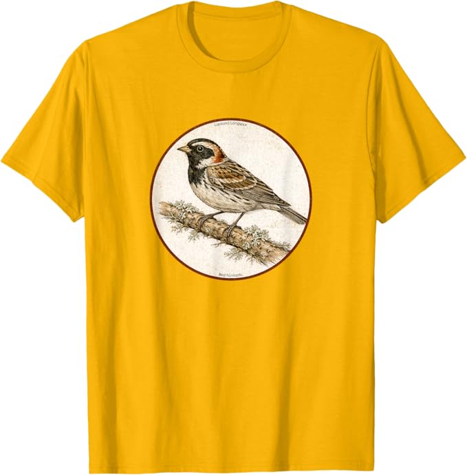 Retro Lapland Longspur T-Shirt Design 10 Colors by Bird Fantastic | Birding Graphic Tee