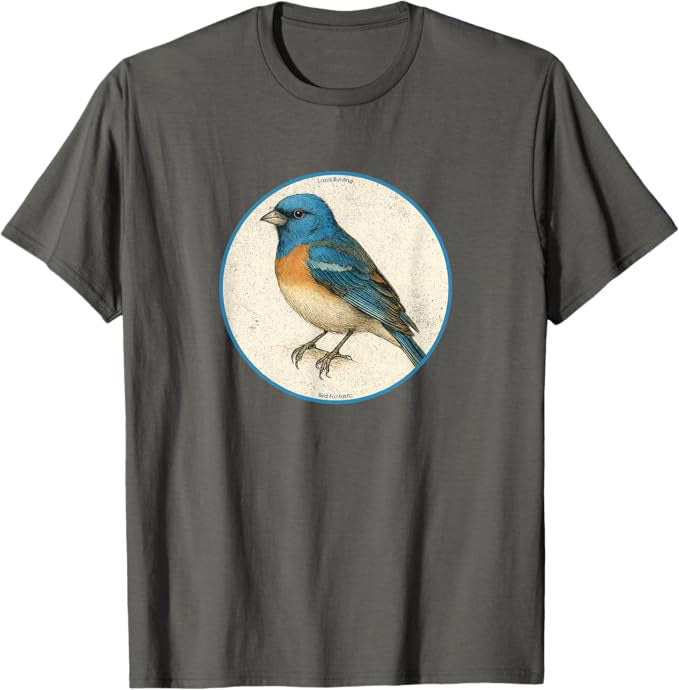 Lazuli Bunting T-Shirt Retro Design by Bird.fan | Birding Graphic Tee
