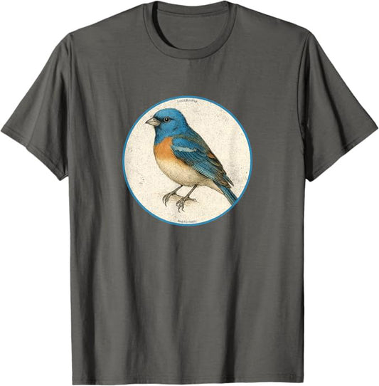 Lazuli Bunting T-Shirt Retro Design by Bird.fan | Birding Graphic Tee