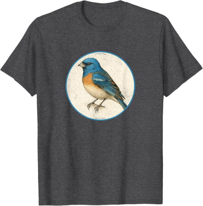 Lazuli Bunting T-Shirt Retro Design by Bird.fan | Birding Graphic Tee