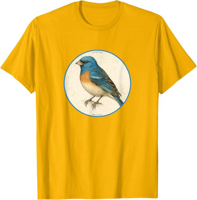 Lazuli Bunting T-Shirt Retro Design by Bird.fan | Birding Graphic Tee