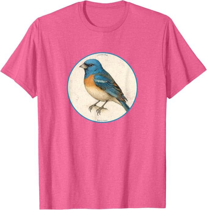 Lazuli Bunting T-Shirt Retro Design by Bird.fan | Birding Graphic Tee