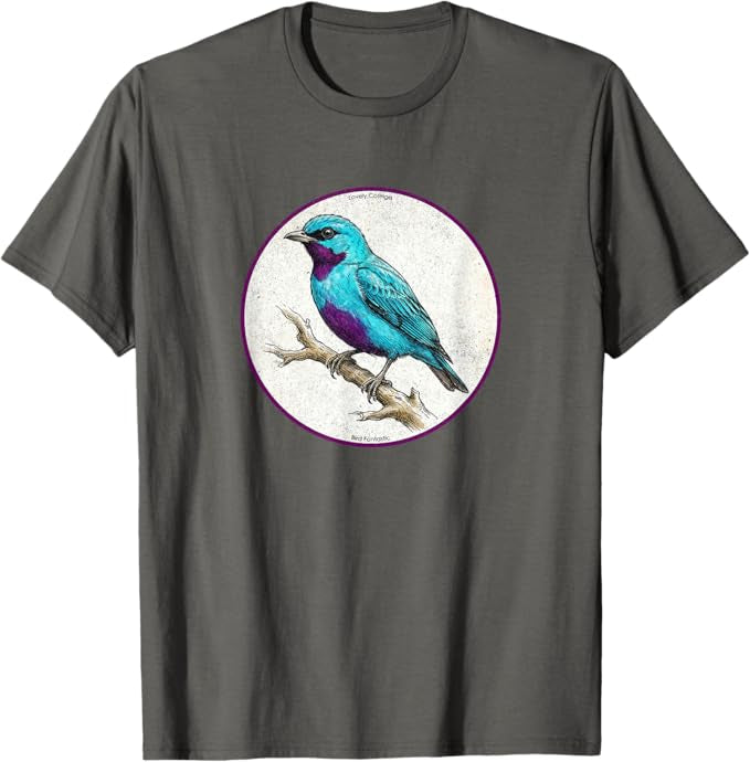 Retro Lovely Cotinga Bird Design T-Shirt Design 10 Colors by Bird Fantastic | Birding Graphic Tee