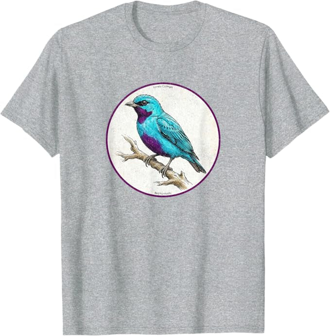 Retro Lovely Cotinga Bird Design T-Shirt Design 10 Colors by Bird Fantastic | Birding Graphic Tee
