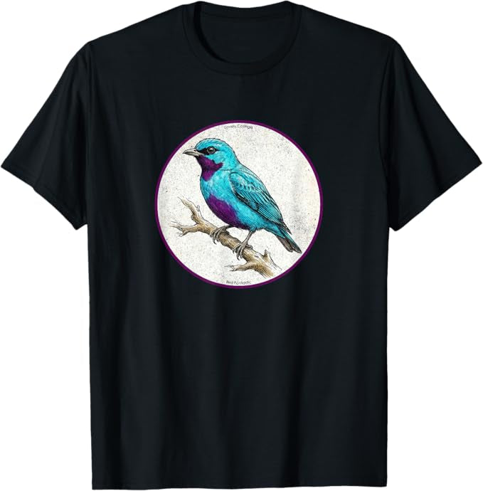 Retro Lovely Cotinga Bird Design T-Shirt Design 10 Colors by Bird Fantastic | Birding Graphic Tee