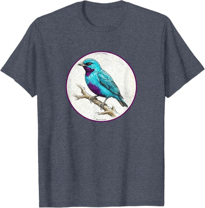 Retro Lovely Cotinga Bird Design T-Shirt Design 10 Colors by Bird Fantastic | Birding Graphic Tee