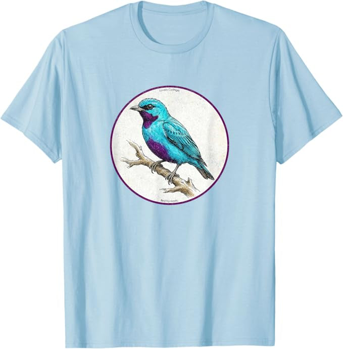 Retro Lovely Cotinga Bird Design T-Shirt Design 10 Colors by Bird Fantastic | Birding Graphic Tee