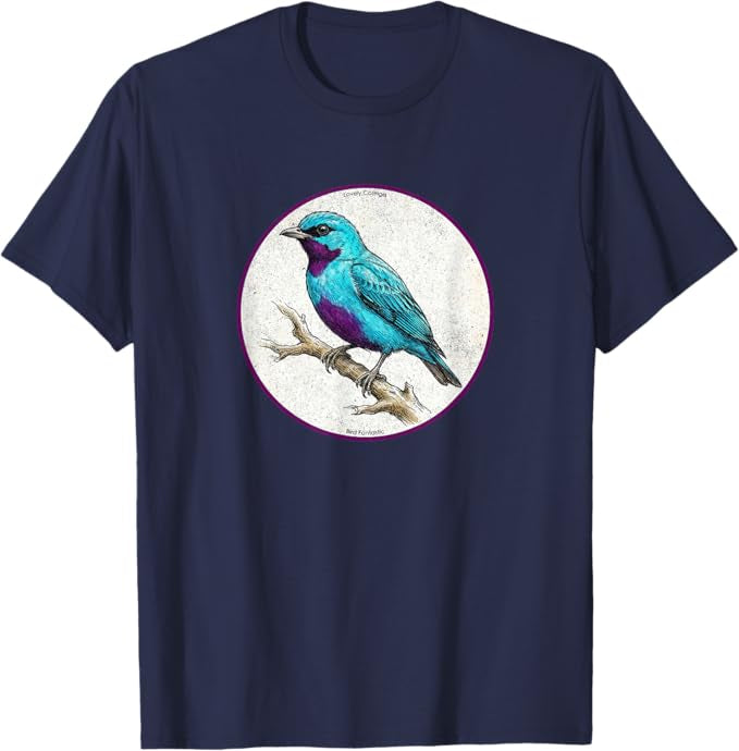 Retro Lovely Cotinga Bird Design T-Shirt Design 10 Colors by Bird Fantastic | Birding Graphic Tee