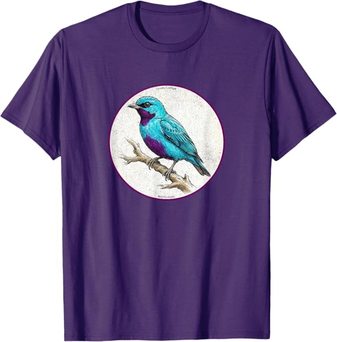 Retro Lovely Cotinga Bird Design T-Shirt Design 10 Colors by Bird Fantastic | Birding Graphic Tee