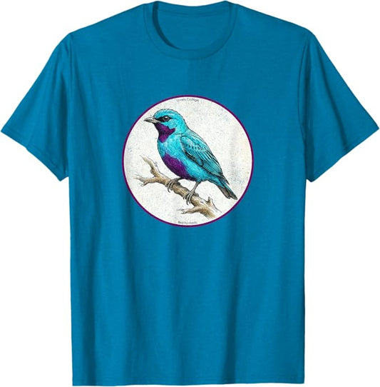 Retro Lovely Cotinga Bird Design T-Shirt Design 10 Colors by Bird Fantastic | Birding Graphic Tee