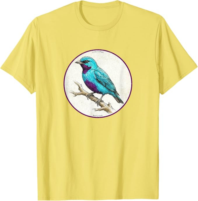 Retro Lovely Cotinga Bird Design T-Shirt Design 10 Colors by Bird Fantastic | Birding Graphic Tee