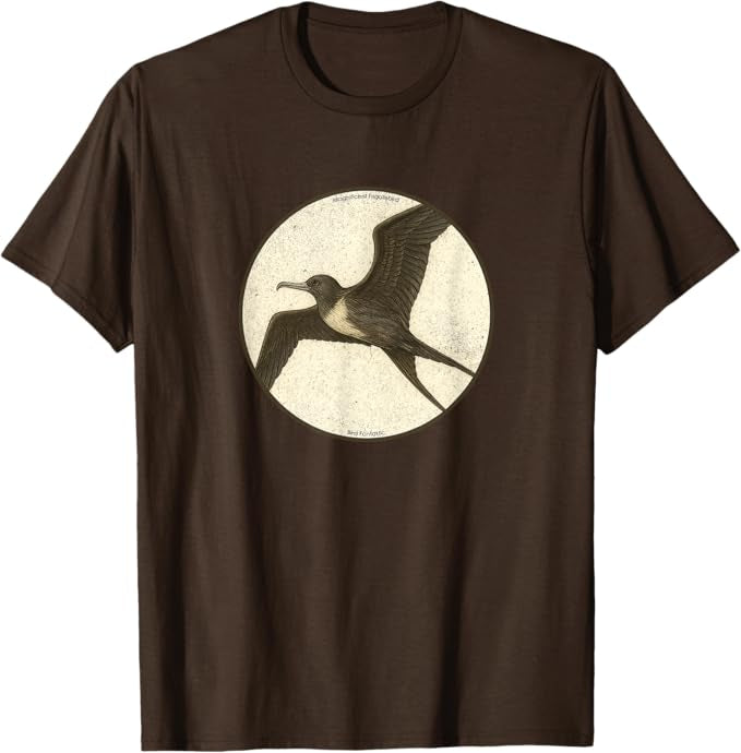 Retro Magnificent Frigatebird Bird Design T-Shirt Design 10 Colors by Bird Fantastic | Birding Graphic Tee