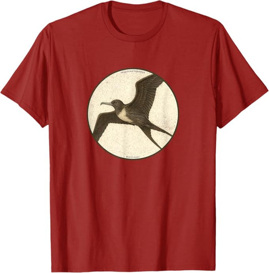 Retro Magnificent Frigatebird Bird Design T-Shirt Design 10 Colors by Bird Fantastic | Birding Graphic Tee