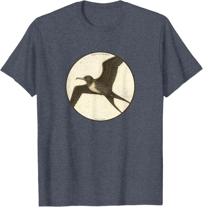 Retro Magnificent Frigatebird Bird Design T-Shirt Design 10 Colors by Bird Fantastic | Birding Graphic Tee