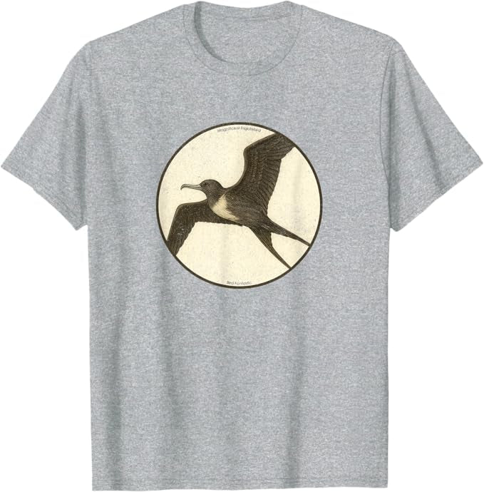 Retro Magnificent Frigatebird Bird Design T-Shirt Design 10 Colors by Bird Fantastic | Birding Graphic Tee