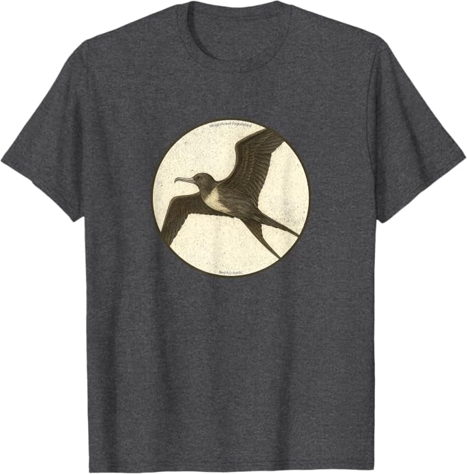 Retro Magnificent Frigatebird Bird Design T-Shirt Design 10 Colors by Bird Fantastic | Birding Graphic Tee