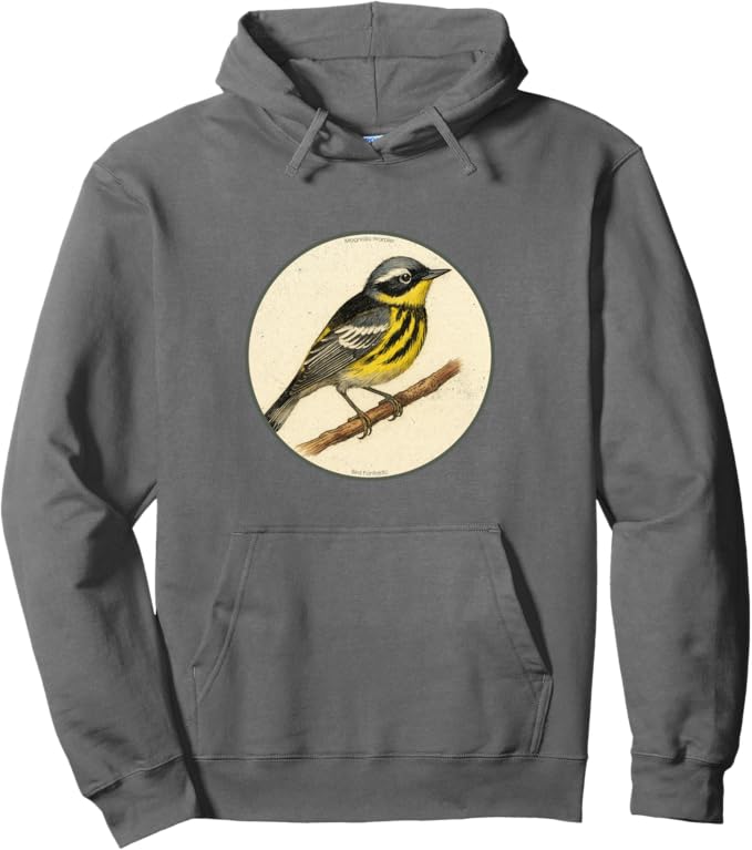 Retro Magnolia Warbler Hoodie – Vintage Bird Design Sweatshirt