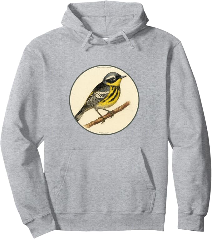 Retro Magnolia Warbler Hoodie – Vintage Bird Design Sweatshirt