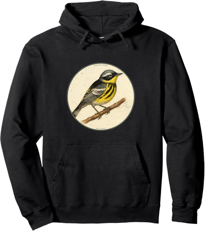 Retro Magnolia Warbler Hoodie – Vintage Bird Design Sweatshirt