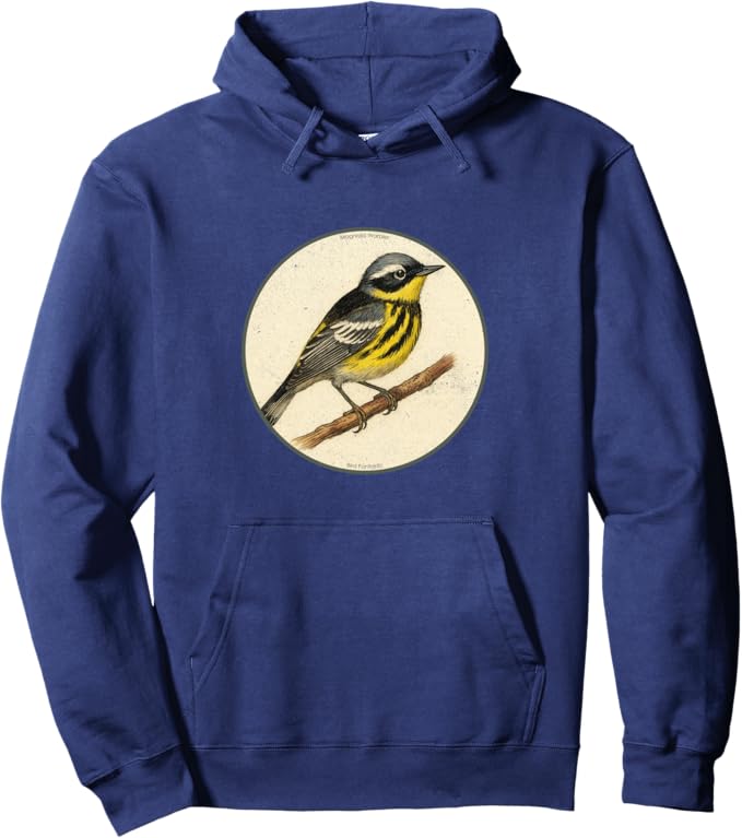 Retro Magnolia Warbler Hoodie – Vintage Bird Design Sweatshirt