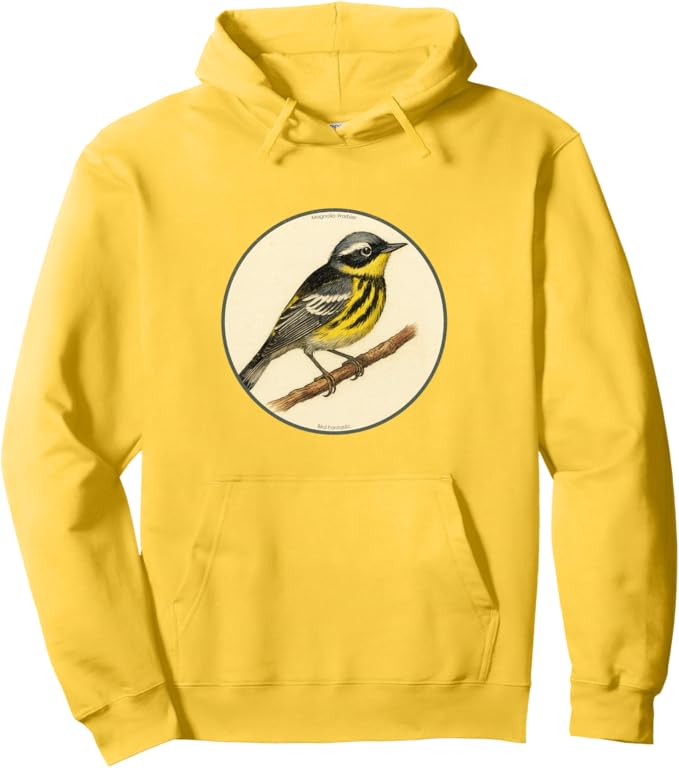 Retro Magnolia Warbler Hoodie – Vintage Bird Design Sweatshirt
