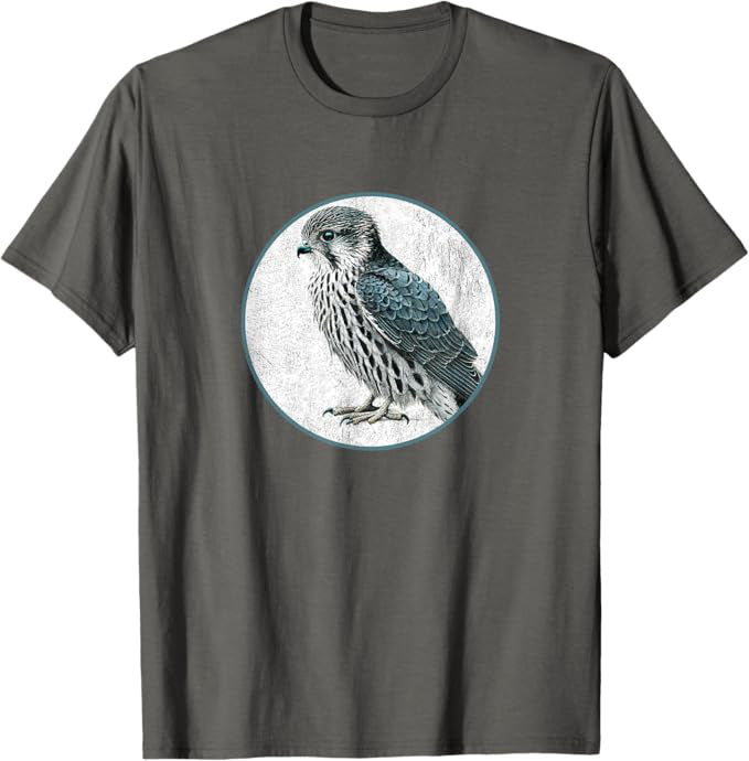 Retro Merlin Bird Design T-Shirt Design 10 Colors by Bird Fantastic | Birding Graphic Tee