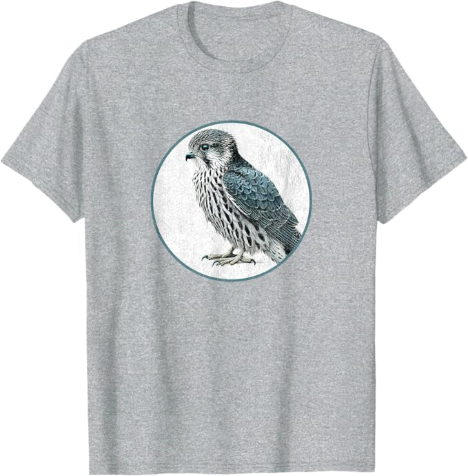 Retro Merlin Bird Design T-Shirt Design 10 Colors by Bird Fantastic | Birding Graphic Tee