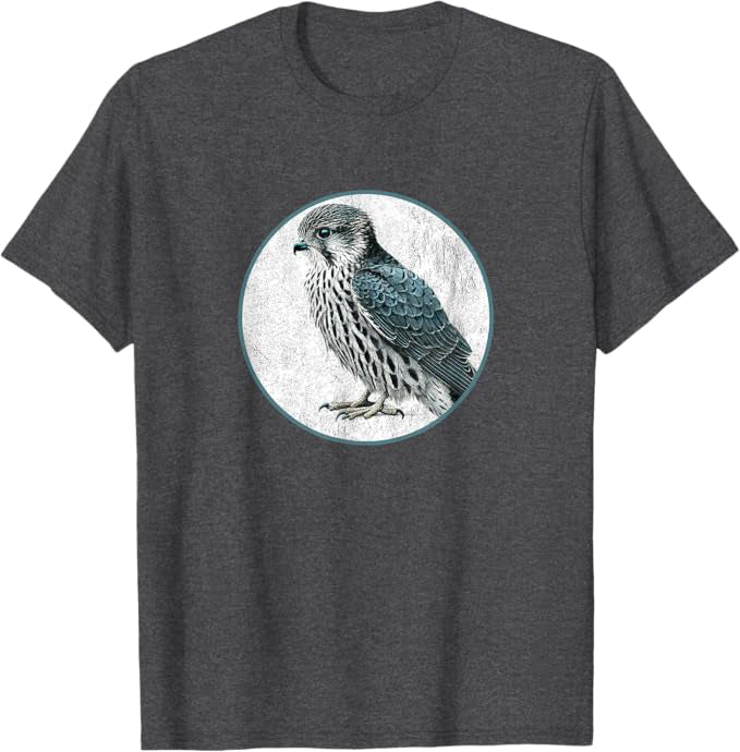 Retro Merlin Bird Design T-Shirt Design 10 Colors by Bird Fantastic | Birding Graphic Tee