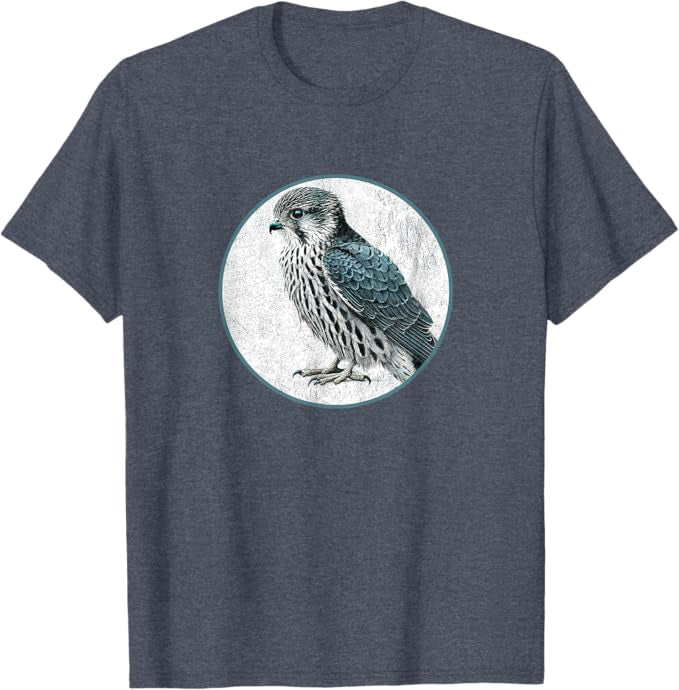 Retro Merlin Bird Design T-Shirt Design 10 Colors by Bird Fantastic | Birding Graphic Tee
