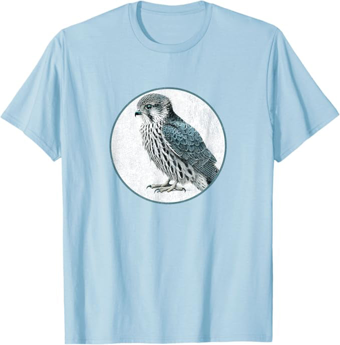 Retro Merlin Bird Design T-Shirt Design 10 Colors by Bird Fantastic | Birding Graphic Tee
