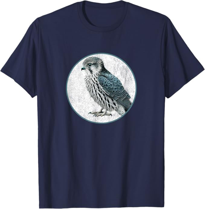 Retro Merlin Bird Design T-Shirt Design 10 Colors by Bird Fantastic | Birding Graphic Tee