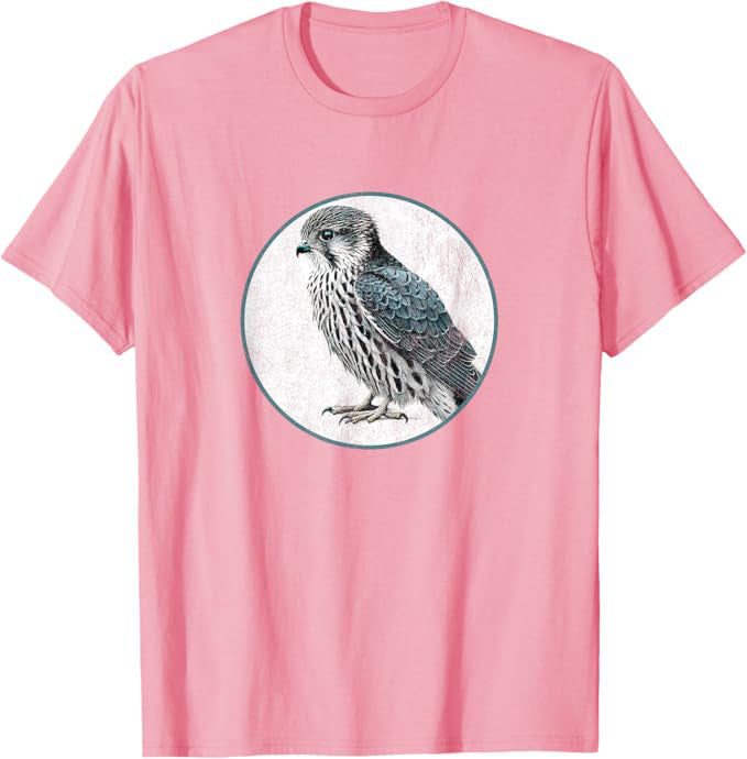 Retro Merlin Bird Design T-Shirt Design 10 Colors by Bird Fantastic | Birding Graphic Tee