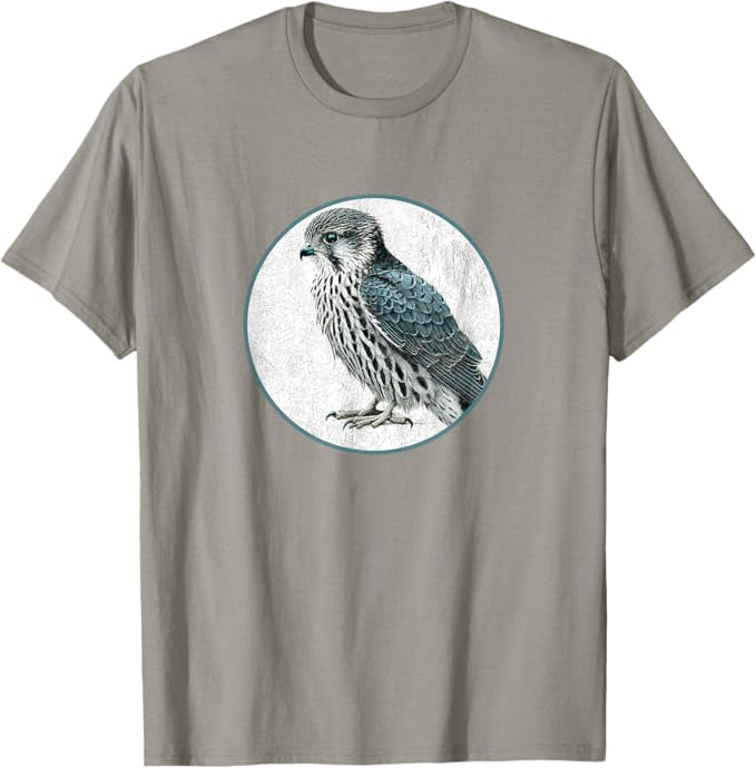 Retro Merlin Bird Design T-Shirt Design 10 Colors by Bird Fantastic | Birding Graphic Tee