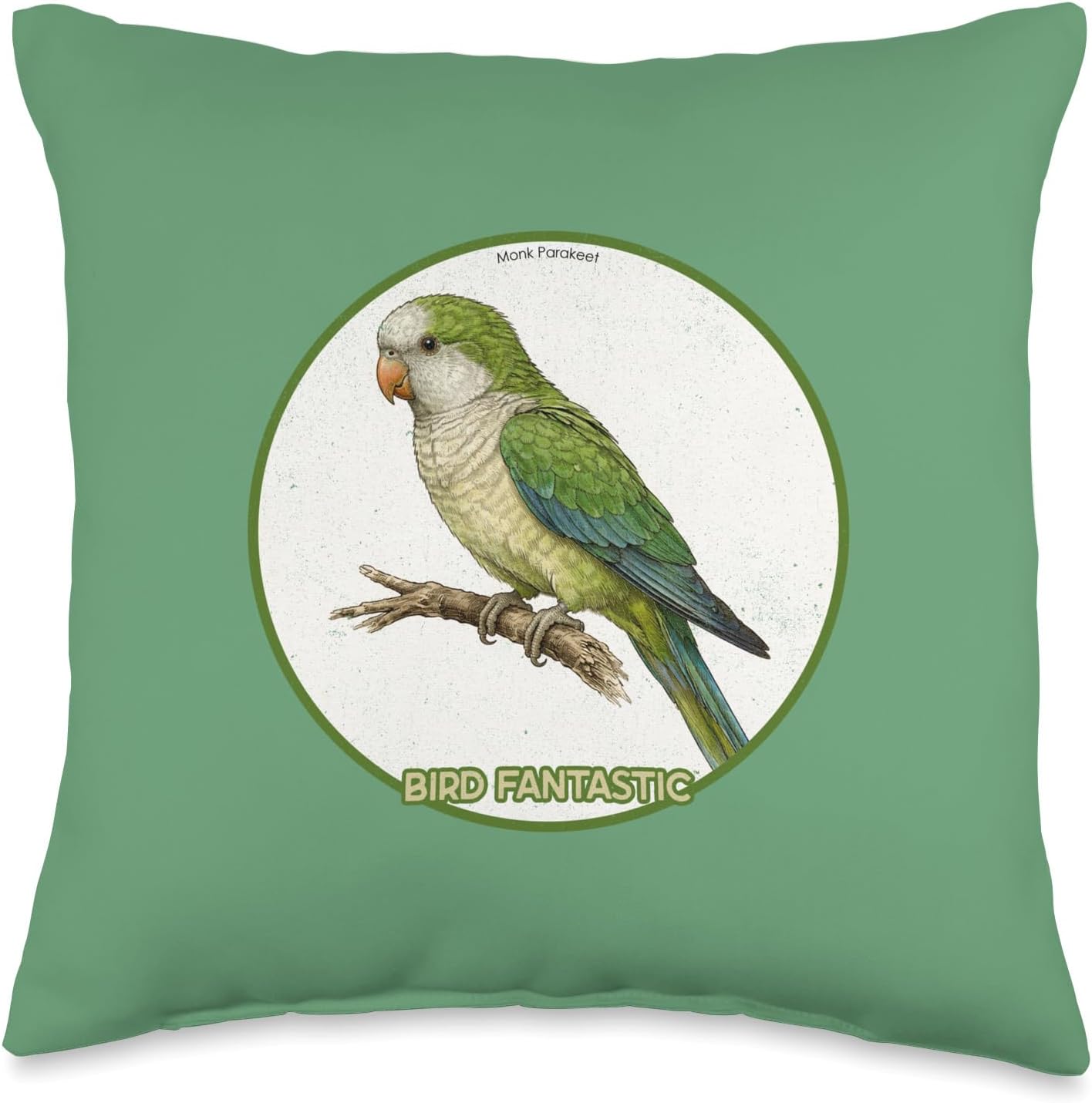 Colorful Retro Monk Parakeet Bird Design Throw Pillow | by Bird Fantastic