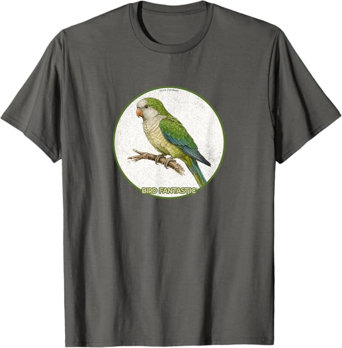 Retro Monk Parakeet T-Shirt Design 10 Colors by Bird Fantastic | Birding Graphic Tee