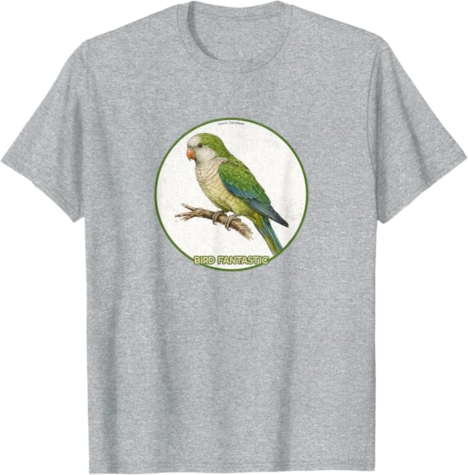 Retro Monk Parakeet T-Shirt Design 10 Colors by Bird Fantastic | Birding Graphic Tee