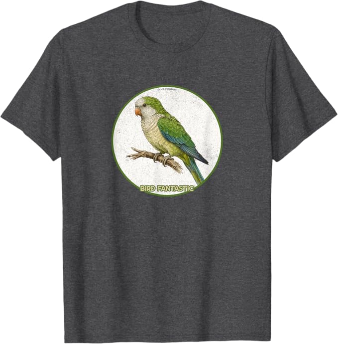 Retro Monk Parakeet T-Shirt Design 10 Colors by Bird Fantastic | Birding Graphic Tee