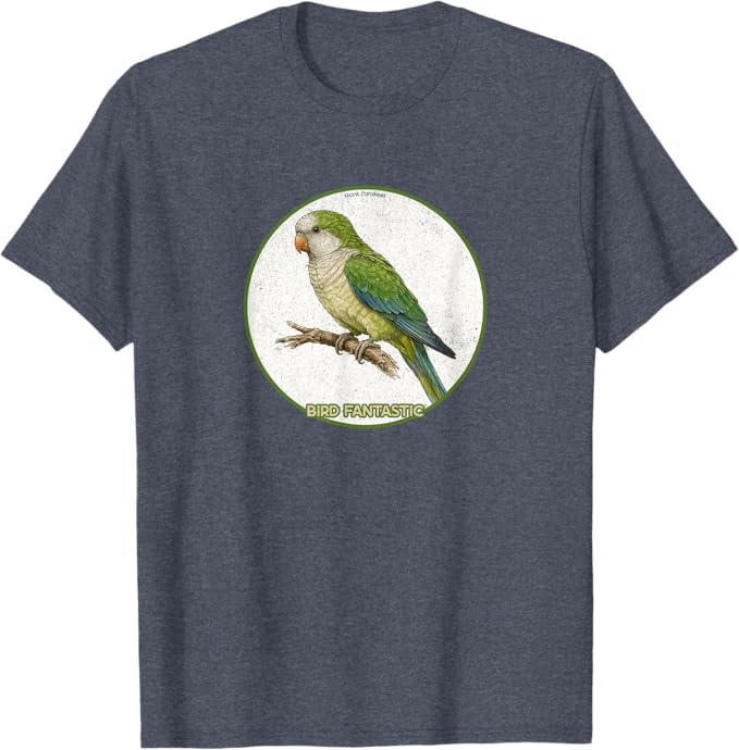Retro Monk Parakeet T-Shirt Design 10 Colors by Bird Fantastic | Birding Graphic Tee