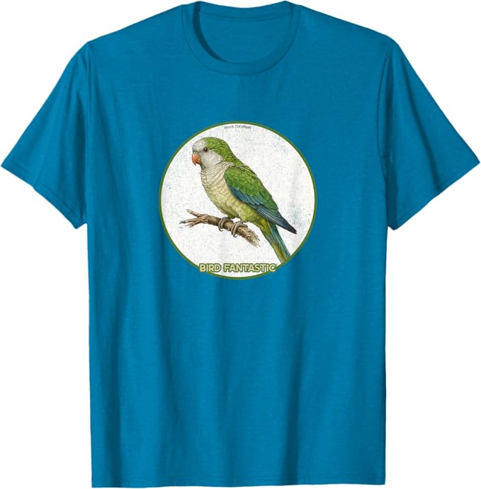 Retro Monk Parakeet T-Shirt Design 10 Colors by Bird Fantastic | Birding Graphic Tee