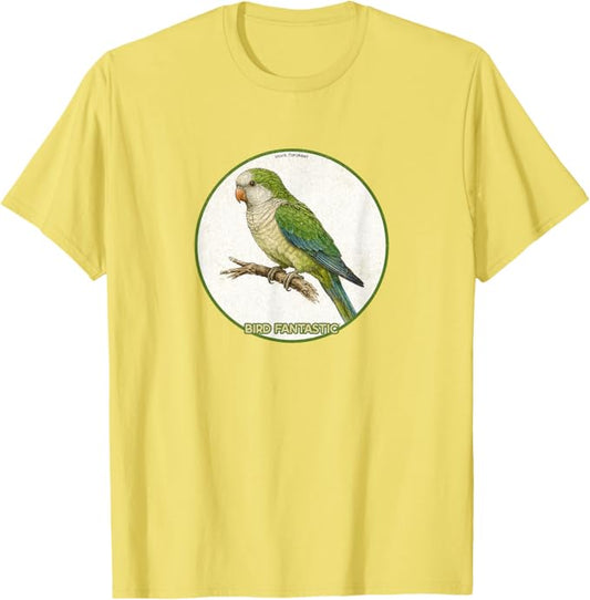 Retro Monk Parakeet T-Shirt Design 10 Colors by Bird Fantastic | Birding Graphic Tee