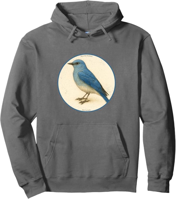 Retro Mountain Bluebird Hoodie – Vintage Bird Design Sweatshirt