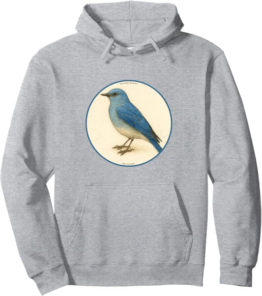 Retro Mountain Bluebird Hoodie – Vintage Bird Design Sweatshirt