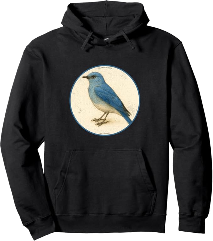 Retro Mountain Bluebird Hoodie – Vintage Bird Design Sweatshirt